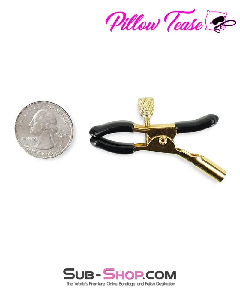 1548M      <b>BOGO!</b> Black Rubber Tipped Adjustable Gold Nipple Clamps