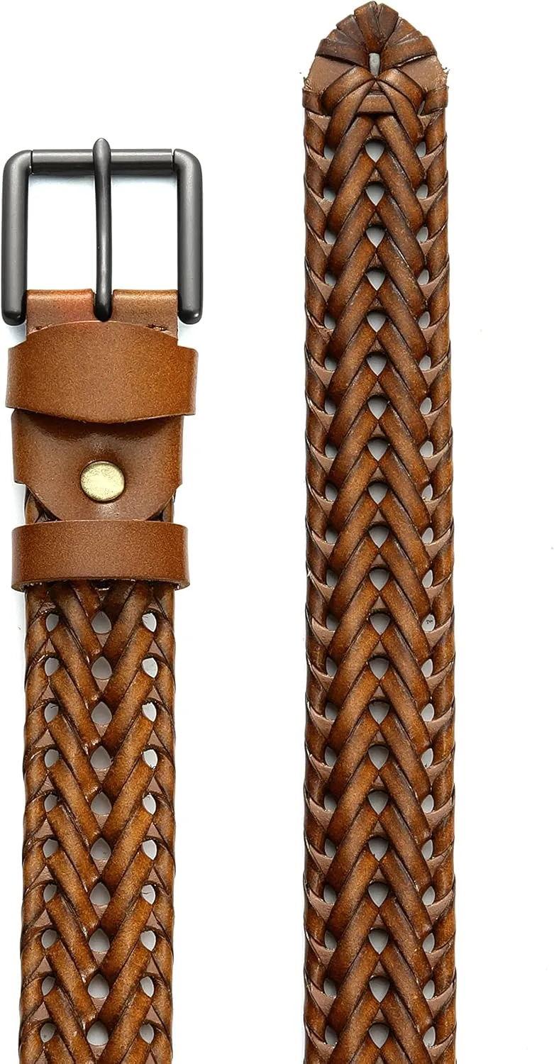 CHAOREN Leather Braided Belts for Men - 1 1/8" Mens Casual Woven Leather Belt for Dress Pants