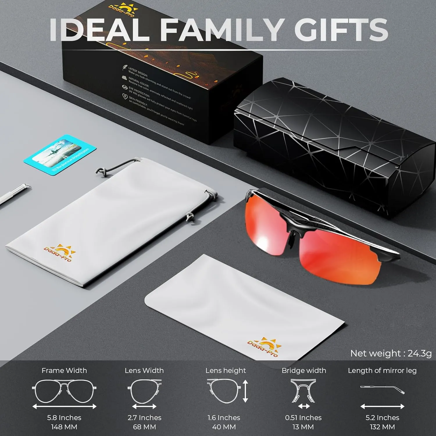 DADA-PRO Polarized Sunglasses Men Sport Driving Sun Glasses Ultralight Al-Mg Mirrored Shades UV400 Protection