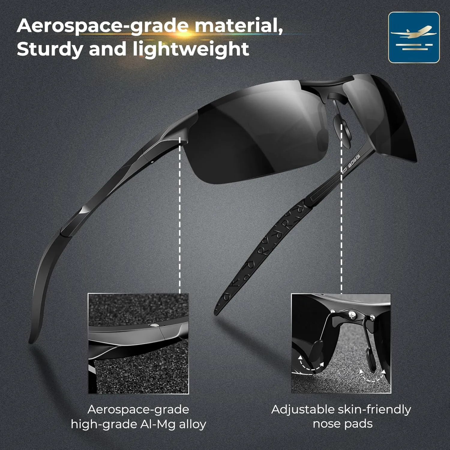 DADA-PRO Polarized Sunglasses Men Sport Driving Sun Glasses Ultralight Al-Mg Mirrored Shades UV400 Protection