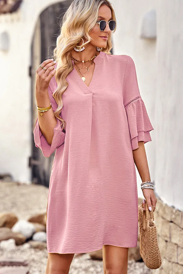 Floral Print Deep Trendy V Neck Casual Dress