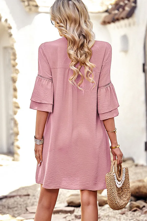 Floral Print Deep Trendy V Neck Casual Dress