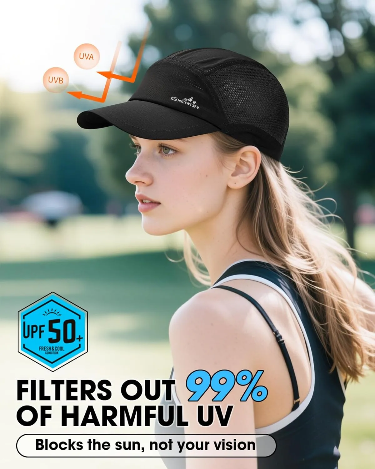 GXCROR Performance Baseball Cap for Men & Women - UPF 50  Running Hat, Lightweight Quick-Dry Sports Hat for Golf, Hiking, Gym