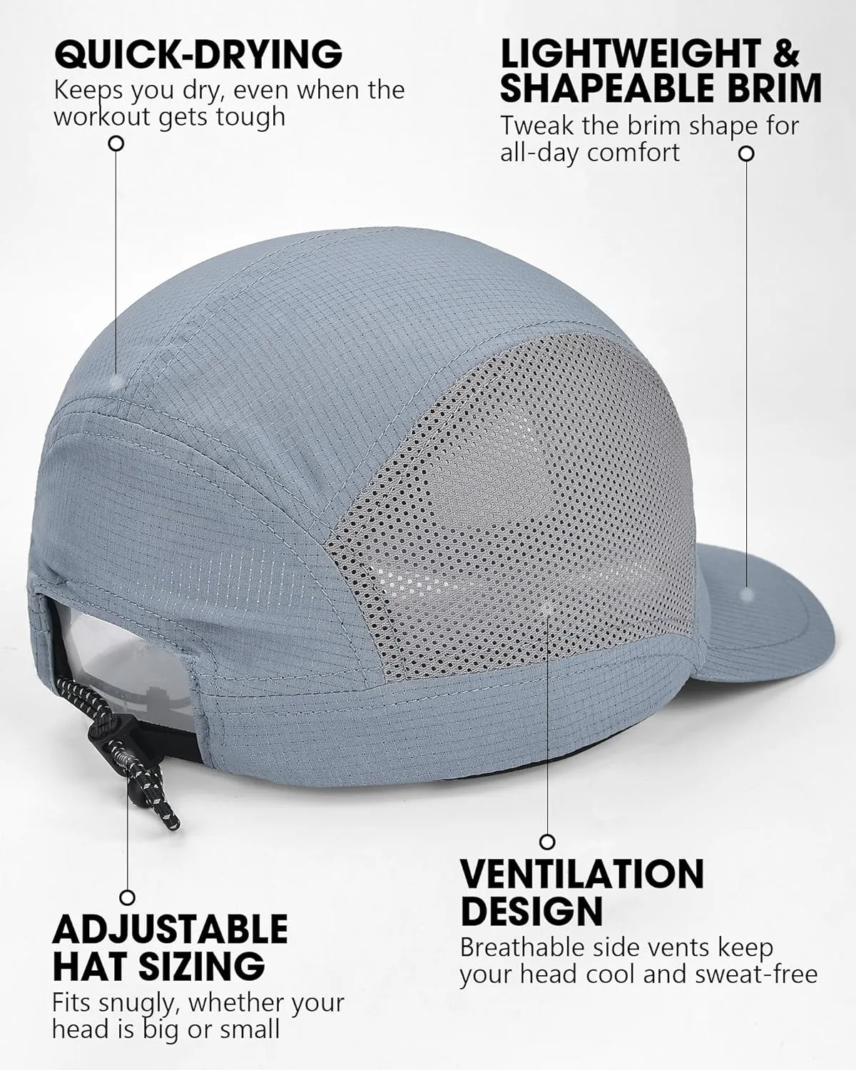 GXCROR Performance Baseball Cap for Men & Women - UPF 50  Running Hat, Lightweight Quick-Dry Sports Hat for Golf, Hiking, Gym