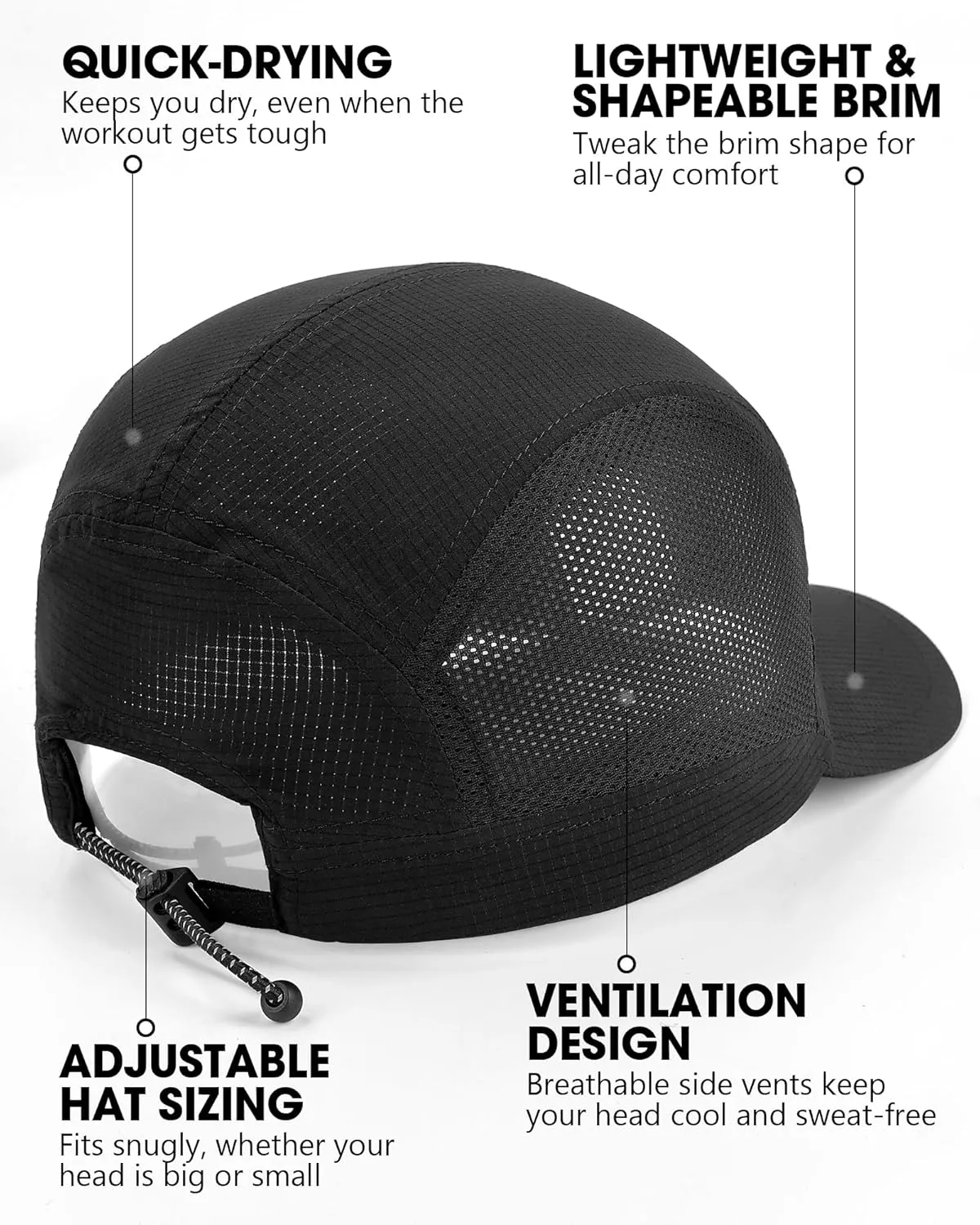 GXCROR Performance Baseball Cap for Men & Women - UPF 50  Running Hat, Lightweight Quick-Dry Sports Hat for Golf, Hiking, Gym