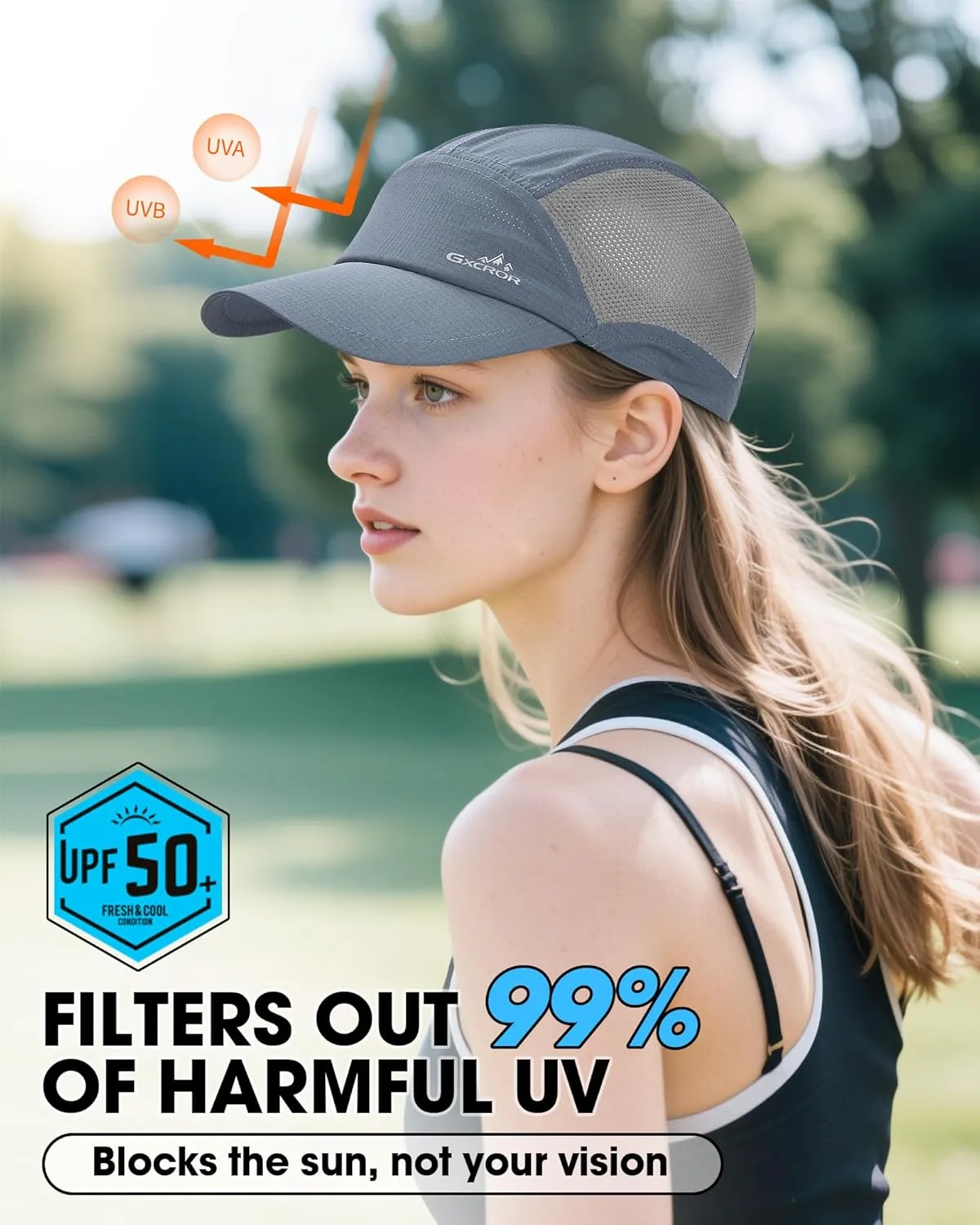 GXCROR Performance Baseball Cap for Men & Women - UPF 50  Running Hat, Lightweight Quick-Dry Sports Hat for Golf, Hiking, Gym