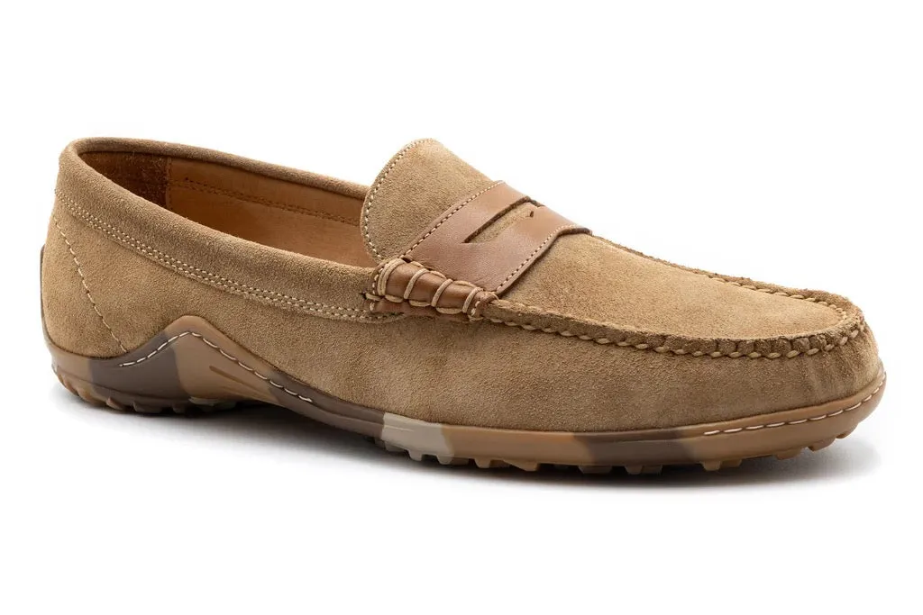 Martin Dingman Bill Water Repellent Suede Penny Loafers - KHAKI