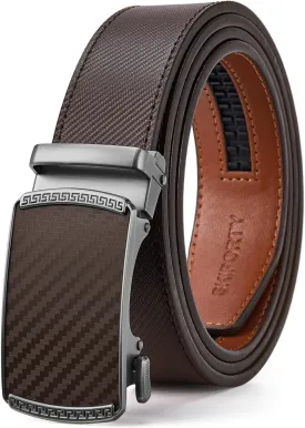 Mens Belt,Ratchet Belts for Men Leather 1 3/8'' Adjustable for Dress Jeans,Comfort Trim to Fit