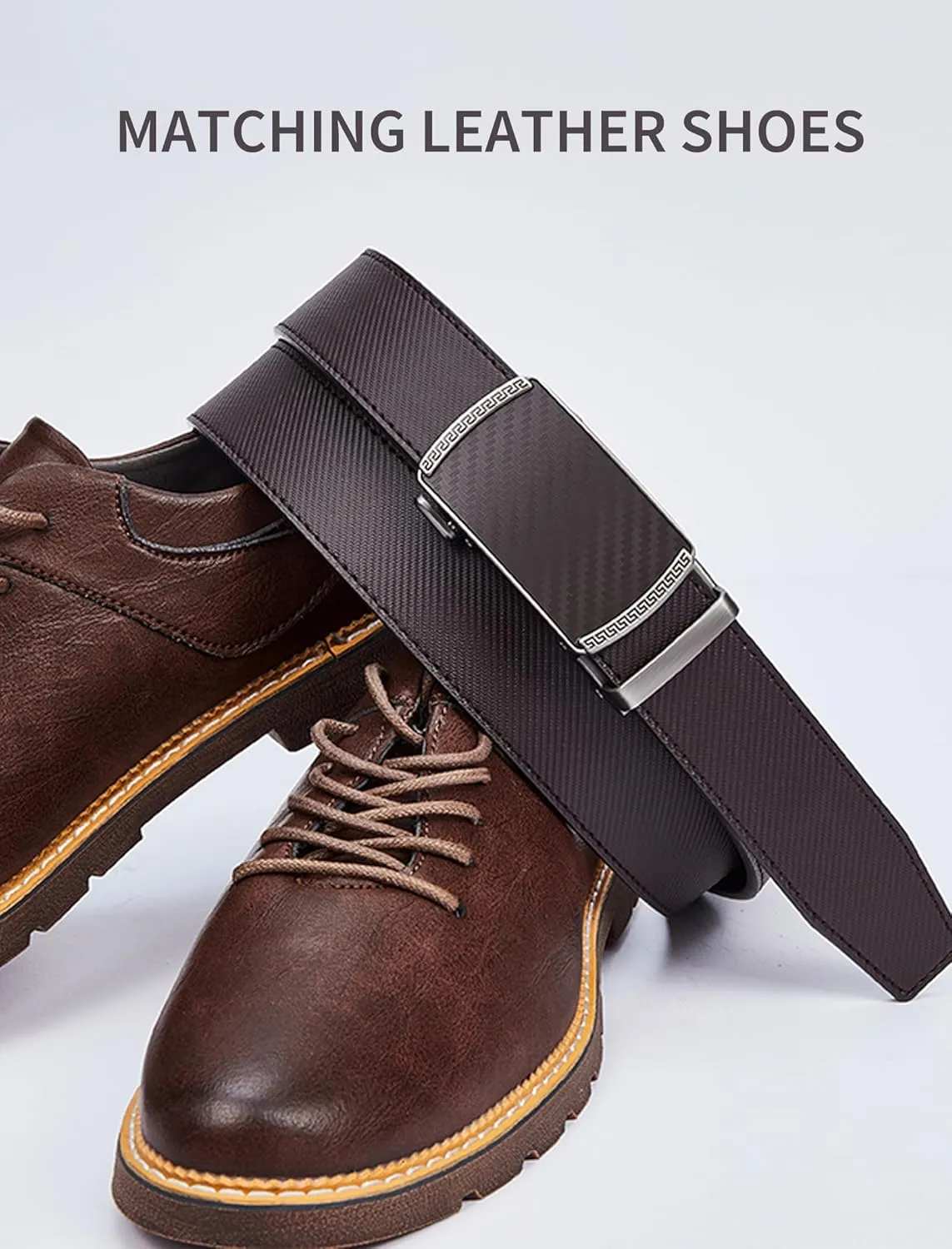Mens Belt,Ratchet Belts for Men Leather 1 3/8'' Adjustable for Dress Jeans,Comfort Trim to Fit