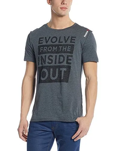 Reebok Men's Round Neck T-Shirt (4057282674265_AF1979_Small_Dark Grey Heather)