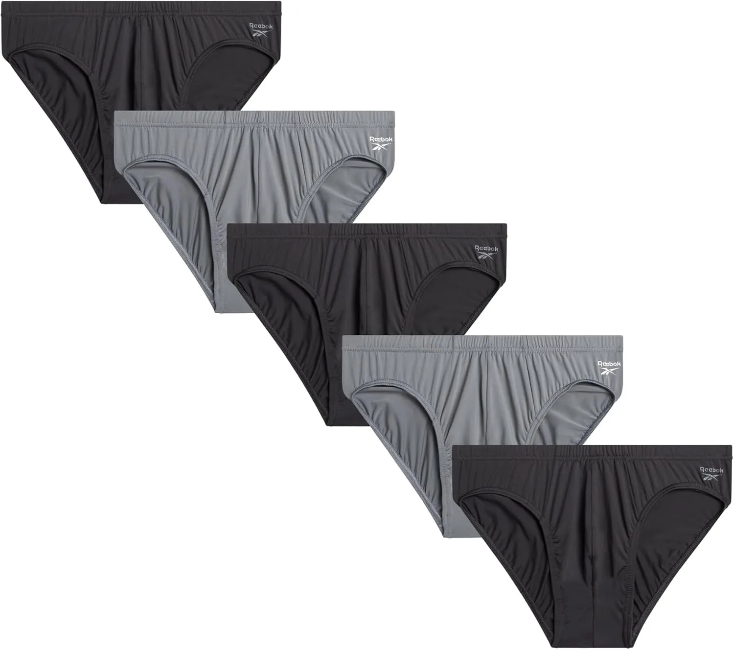 Reebok Mens Underwear Briefs - 5 Pack Quick Dry Soft Stretch Low Rise Briefs for Men - Performance Mens Athletic Underwear