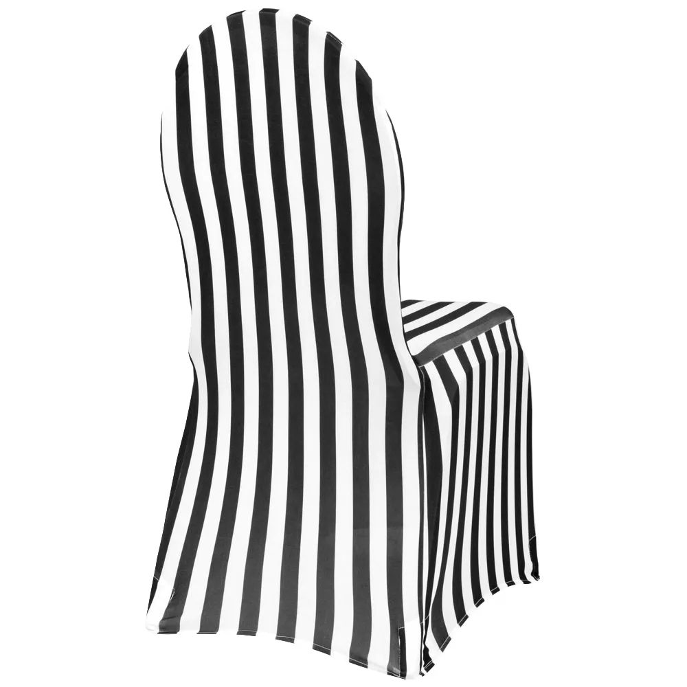 Stripe Spandex Banquet Chair Cover - Black & White